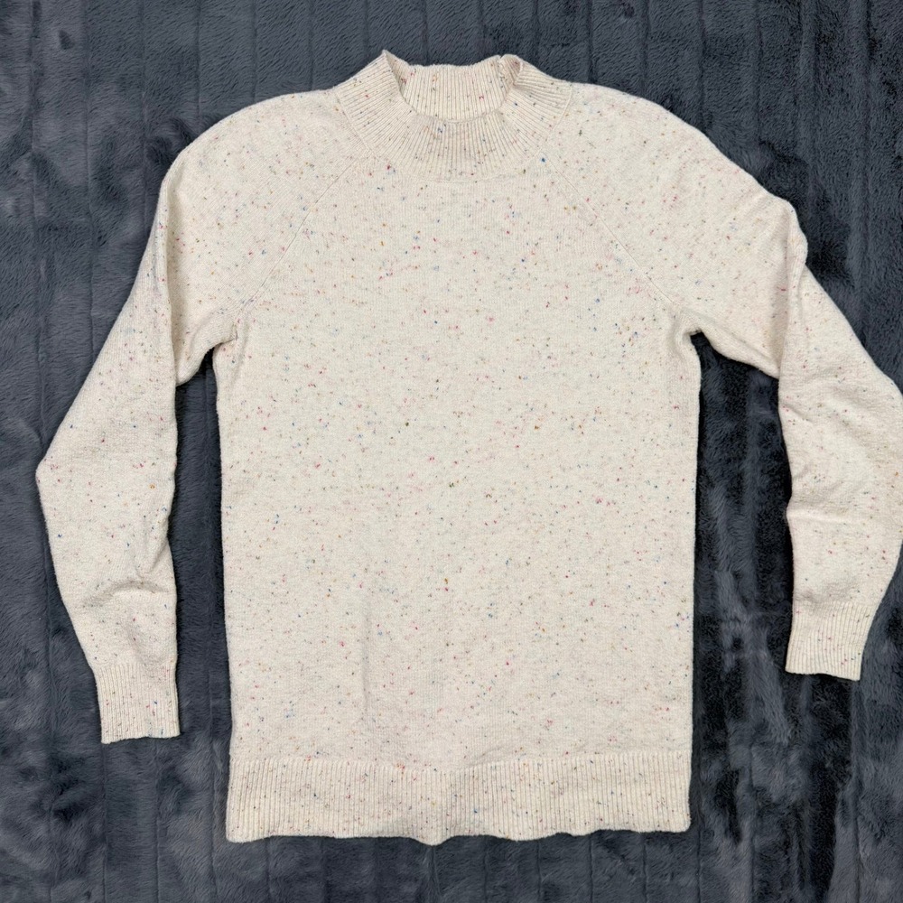 Loft Womens Confetti Fleck Mock Neck Sweater Ivory Rainbow Speckled XSP 518003